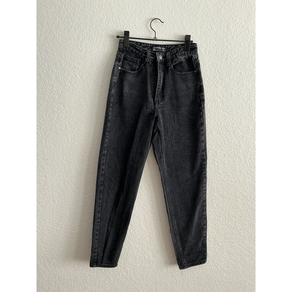 PrettyLittleThing Mom Jeans Size 0 Excellent Washed Black High Waisted Tapered